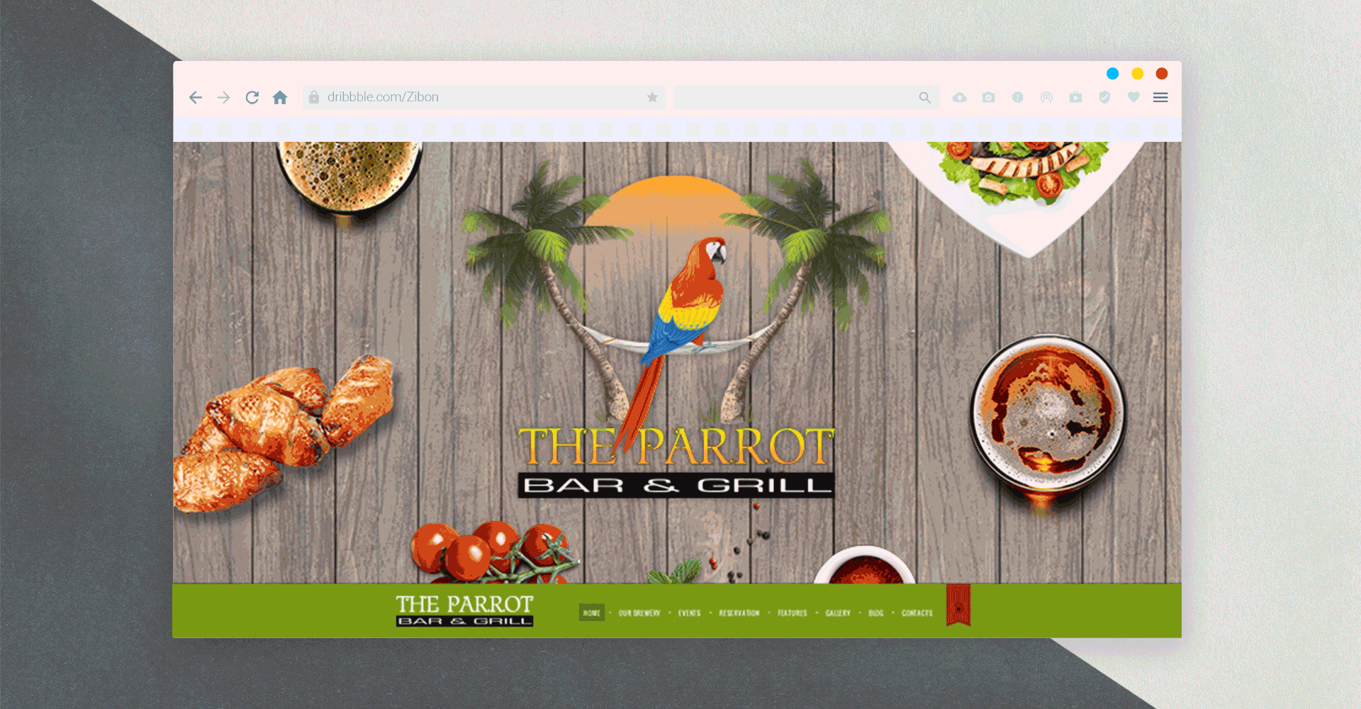 The Parrot Bar & Grill branding and site