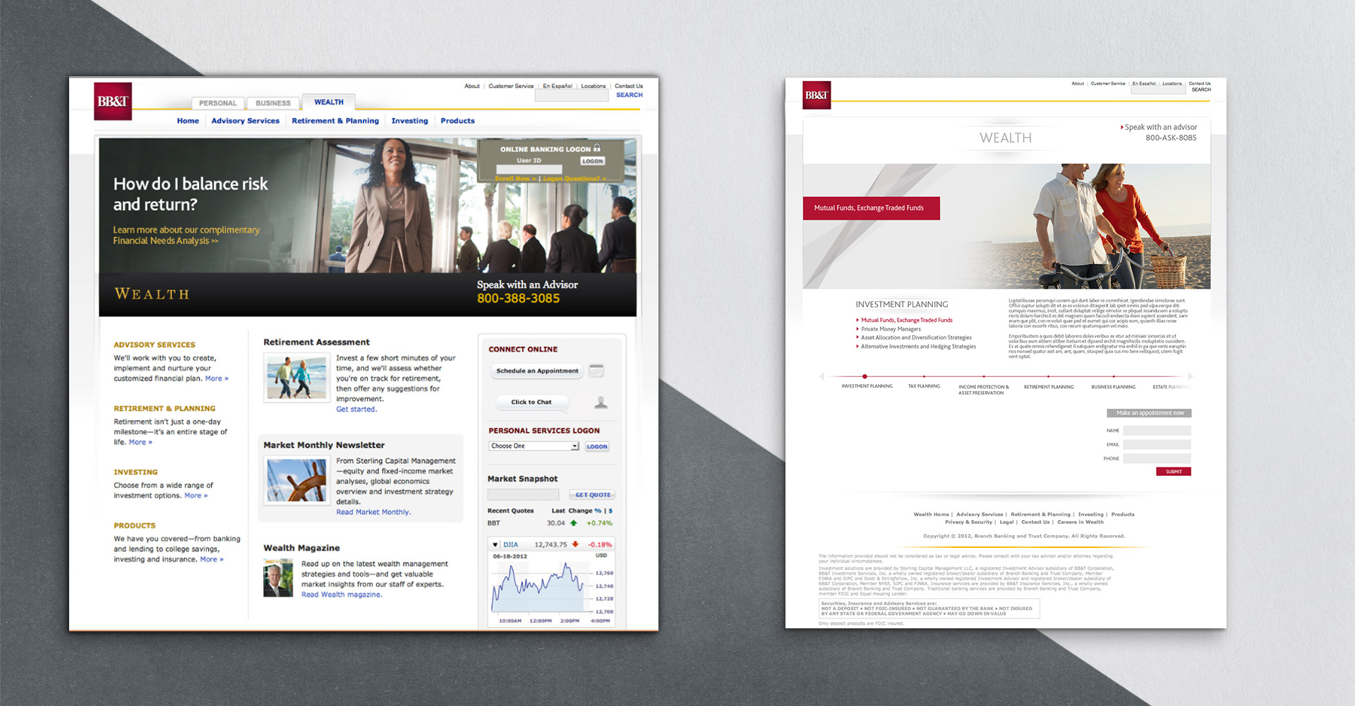 BB&T landing pages
